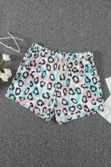 Leopard Print Elastic Waist Drawstring Shorts With Pocket LC771761-20
