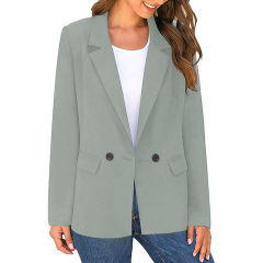 Light Green Lapel Collar Button Solid Color Blazer TQK260054-28