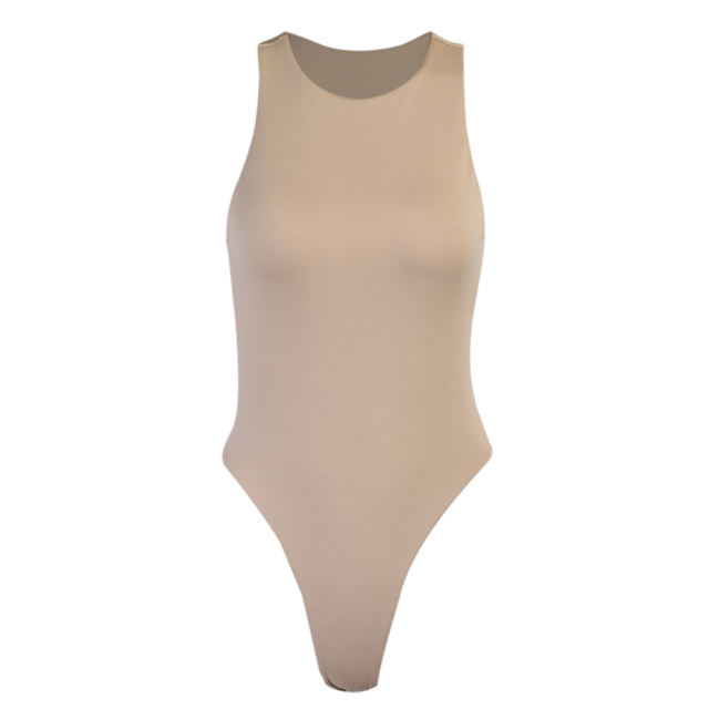 Apricot Back Hollow Out Tank Bodysuit TQK550231-18
