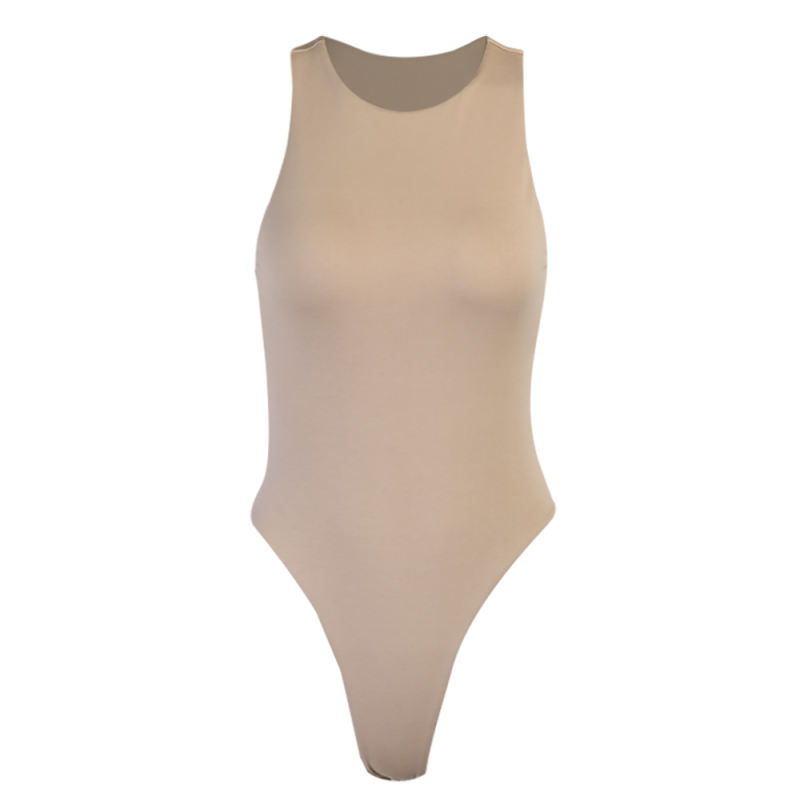 Apricot Back Hollow Out Tank Bodysuit TQK550231-18