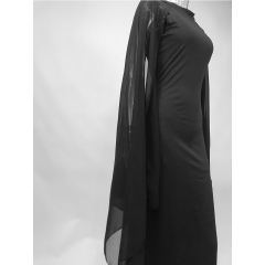 Black Crepe Flared Sleeve Bodycon Maxi Dress LCSN070-2