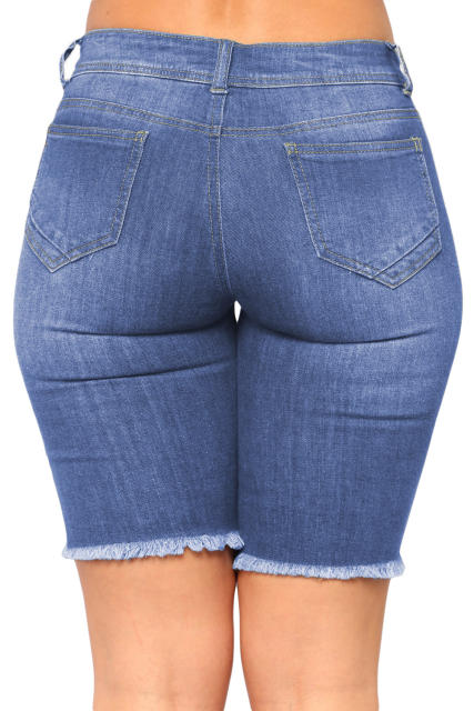 Blue Making Waves Denim Bermudas