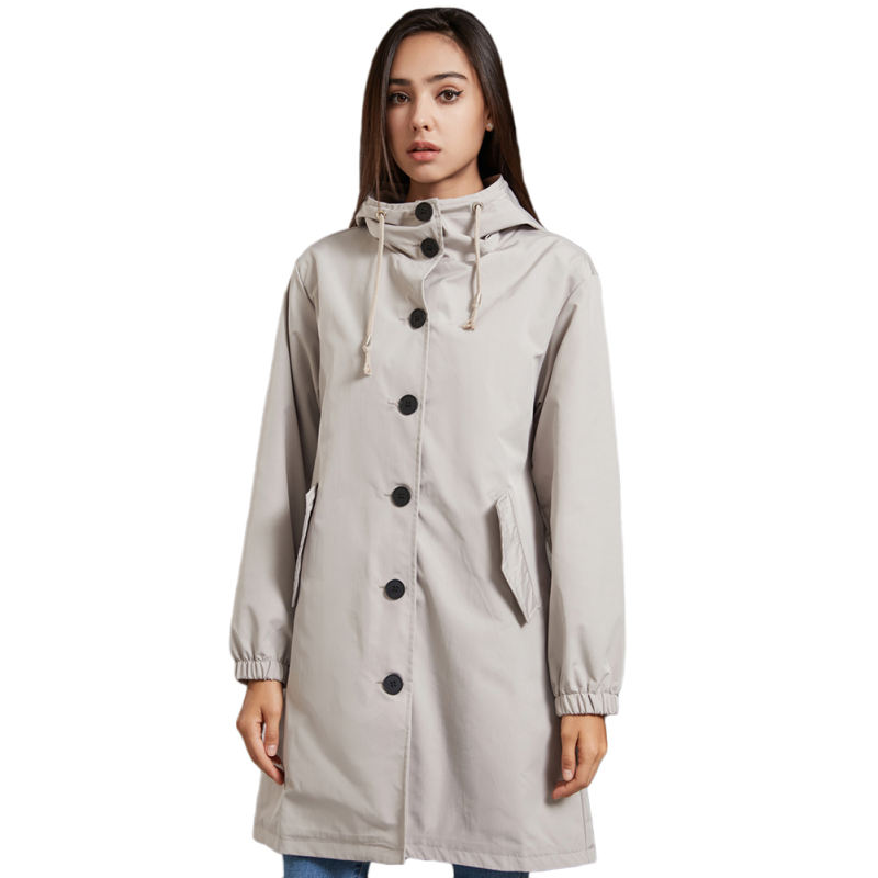Light Gray Weatherproof Hooded Outdoor Rainproof Coat TQK280160-25