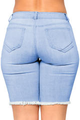 Sky Blue Making Waves Denim Bermudas