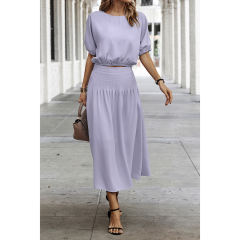 Light Purple Pleated Crop Top with Skirt Set TQX711094-38