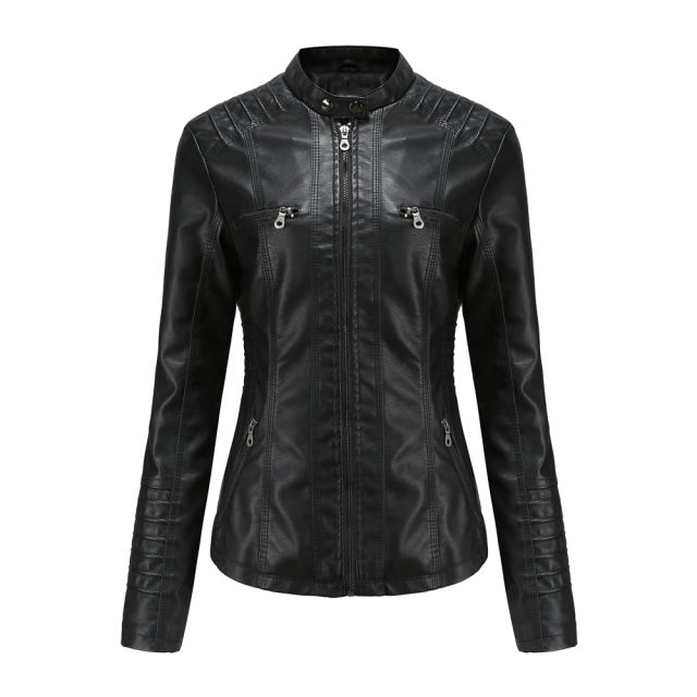 Black Removable Hooded Washed PU Leather Jacket TQK280096-2