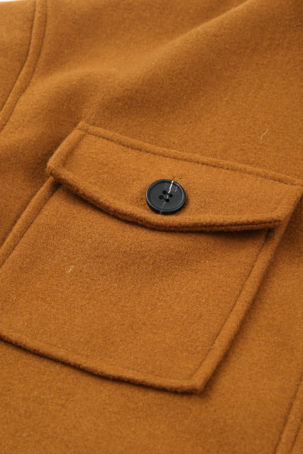 Brown Long Sleeve Pockets Buttoned Shirt Jacket LC8512409-17