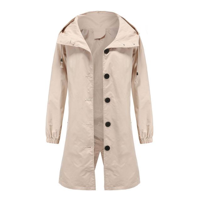 Khaki Weatherproof Hooded Outdoor Rainproof Coat TQK280160-21