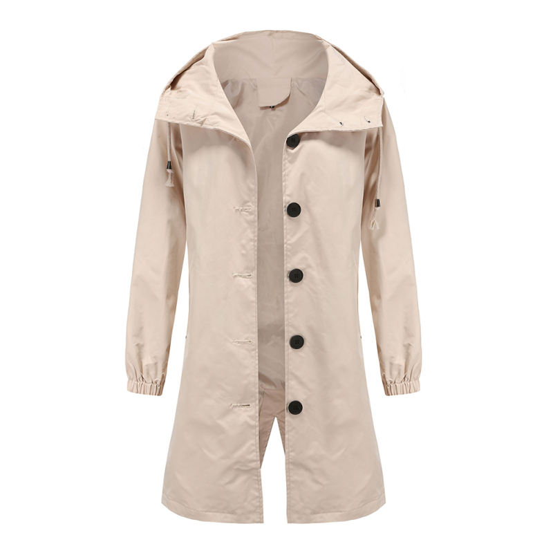 Khaki Weatherproof Hooded Outdoor Rainproof Coat TQK280160-21