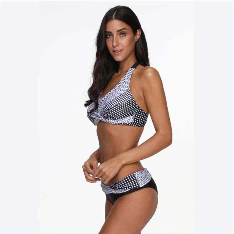 Black Push-up Halter Bikini Set TQK610112-2