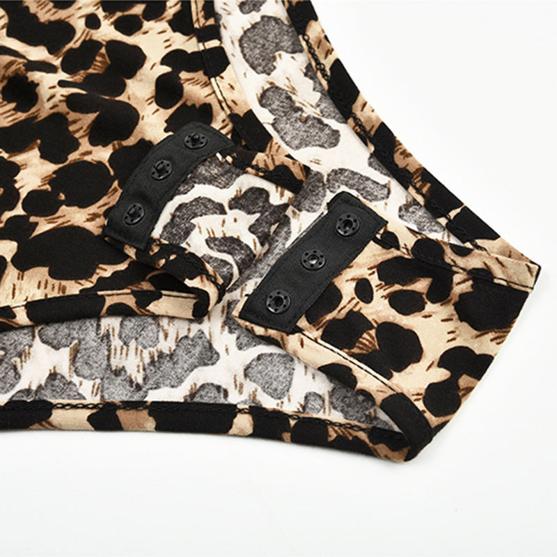 Coffee Leopard Print Turtleneck Bodysuit TQK00228-15