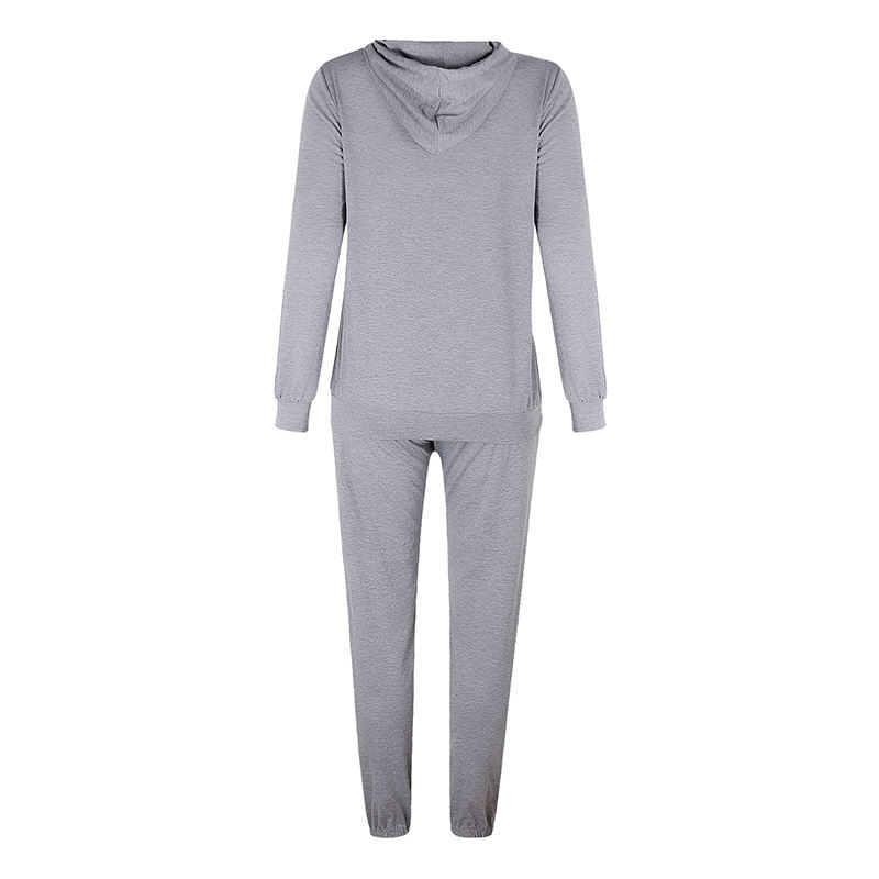 Gray Drawstring Hoodie with Pant Set TQK710131-11