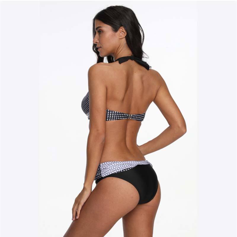 Black Push-up Halter Bikini Set TQK610112-2