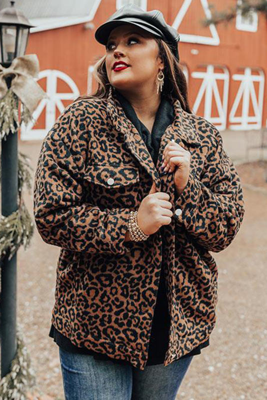 Plus Size Leopard Jacket PL851015-20