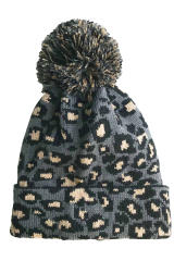 Gray Leopard Pom Beanie LC02113-11