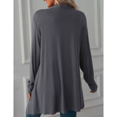Dark Gray Cotton Blend 1/2 Sleeve Lightweight Small Coat TQK280179-26