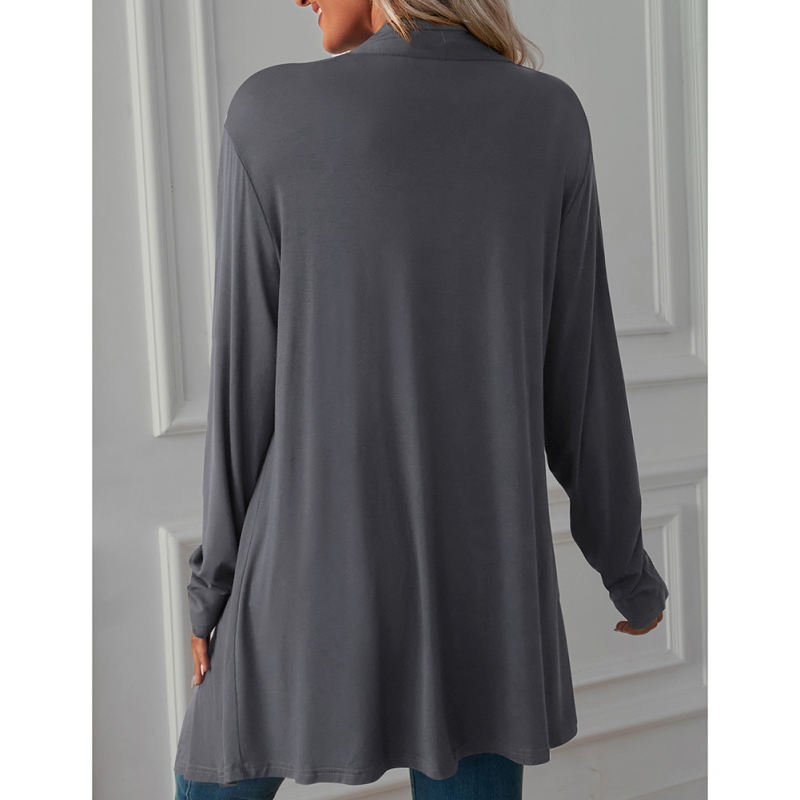 Dark Gray Cotton Blend 1/2 Sleeve Lightweight Small Coat TQK280179-26