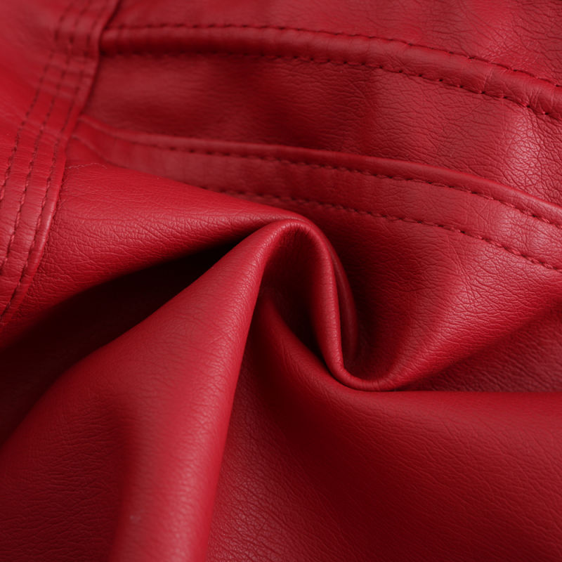 Red Removable Hooded Washed PU Leather Jacket TQK280096-3