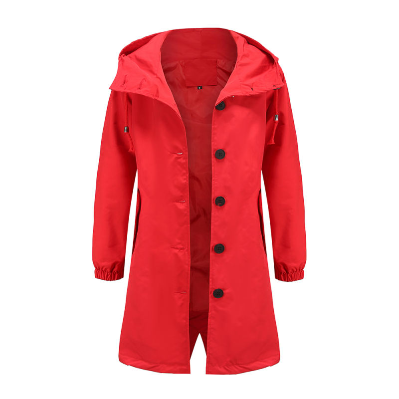 Red Weatherproof Hooded Outdoor Rainproof Coat TQK280160-3
