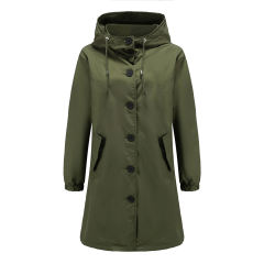 Army Green Weatherproof Hooded Outdoor Rainproof Coat TQK280160-27