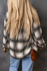 Black Vintage Plaid Fleece Lining Jacket LC854187-2