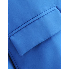 Sapphire Blue  Lapel Collar Button Solid Color Blazer TQK260054-62