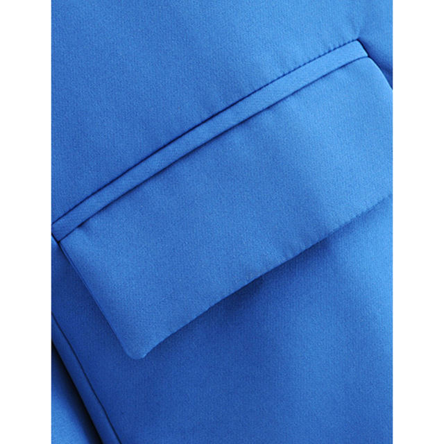 Sapphire Blue  Lapel Collar Button Solid Color Blazer TQK260054-62