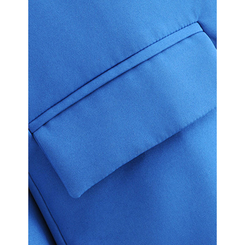 Sapphire Blue  Lapel Collar Button Solid Color Blazer TQK260054-62