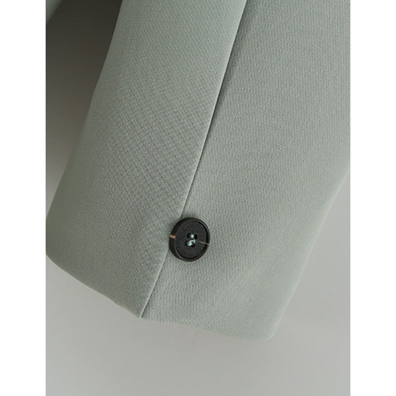 Light Green Lapel Collar Button Solid Color Blazer TQK260054-28