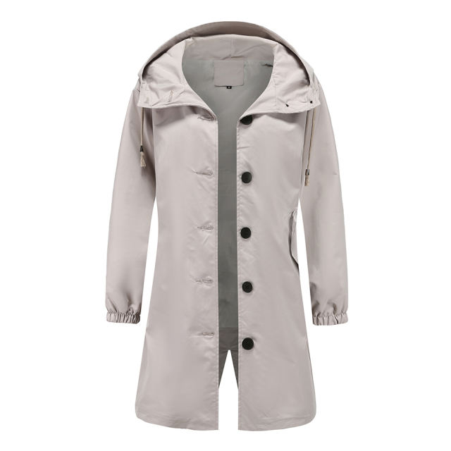 Light Gray Weatherproof Hooded Outdoor Rainproof Coat TQK280160-25