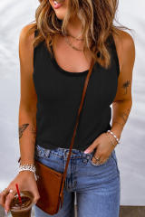 Black Pink Plain Waffle Knit U Neck Tank Top LC2567709-2