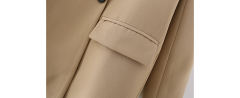 Khaki Lapel Collar Button Solid Color Blazer TQK260054-21