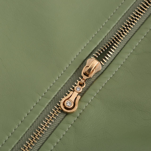 Light Green Turn Down Slim Fit PU Leather Jacket TQK280095-28