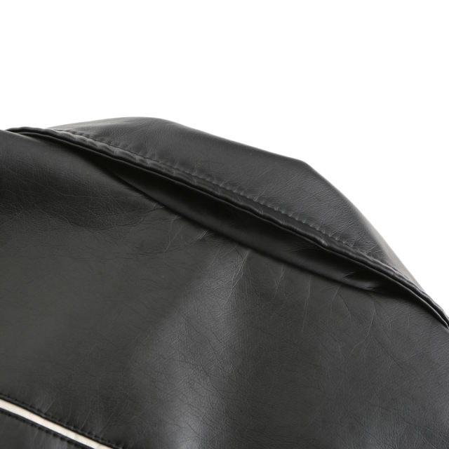Black Turn Down Slim Fit PU Leather Jacket TQK280095-2