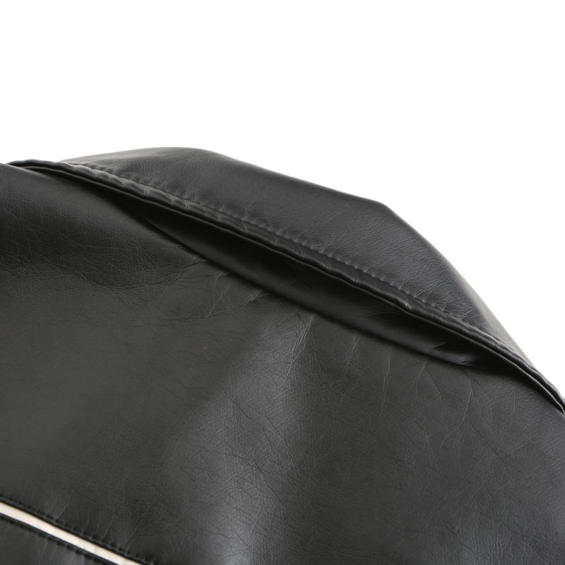 Black Turn Down Slim Fit PU Leather Jacket TQK280095-2