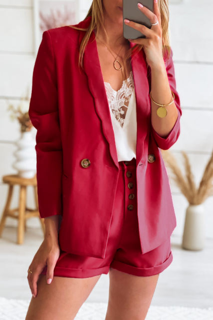 Rose Wavy Collar Single Button Blazer LC852406-6