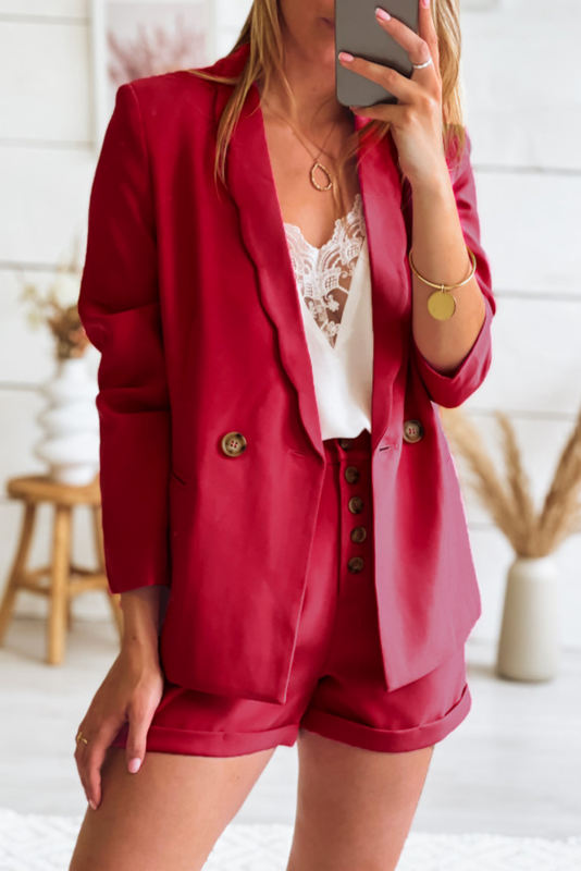 Rose Wavy Collar Single Button Blazer LC852406-6
