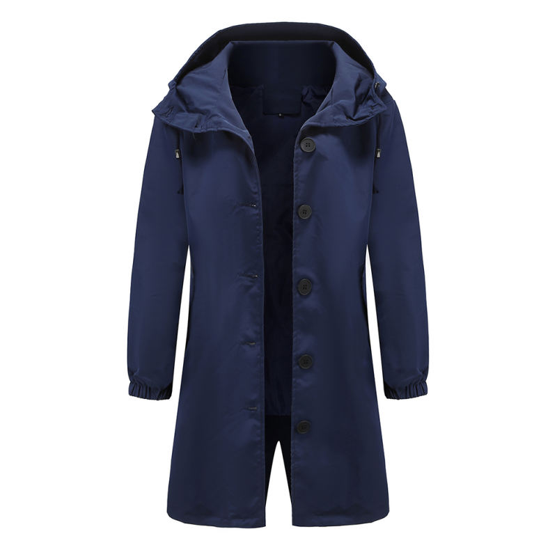 Navy Blue Weatherproof Hooded Outdoor Rainproof Coat TQK280160-34