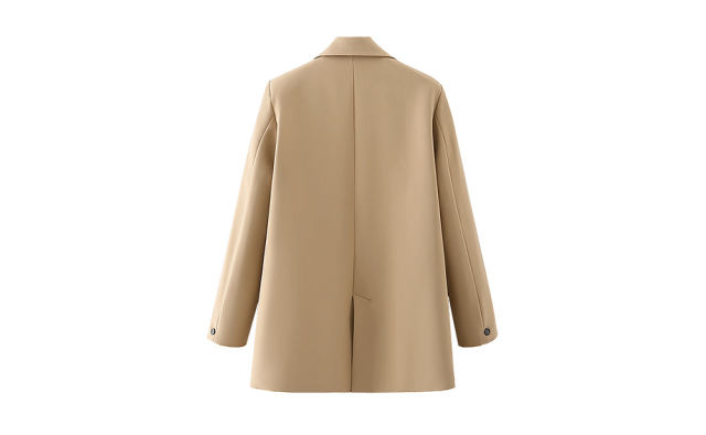 Khaki Lapel Collar Button Solid Color Blazer TQK260054-21