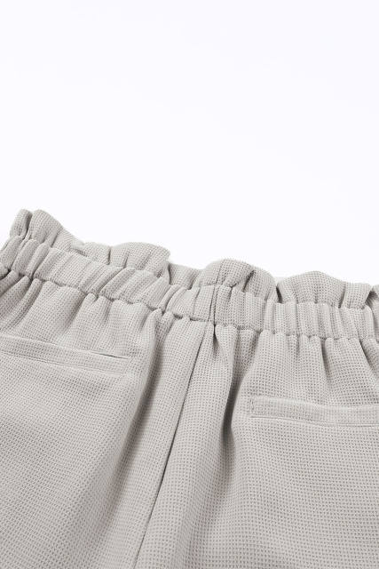 Gray Linen Mix Paper Bag Shorts LC731168-11