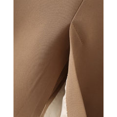 Coffee Lapel Collar Button Solid Color Blazer TQK260054-15