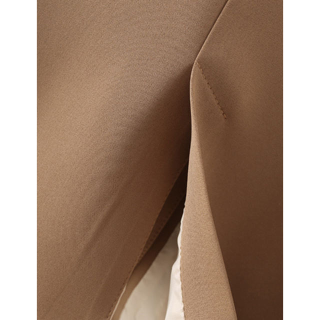Coffee Lapel Collar Button Solid Color Blazer TQK260054-15