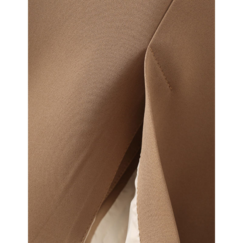 Coffee Lapel Collar Button Solid Color Blazer TQK260054-15