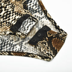 Brown Snake Print Turtleneck Bodysuit TQK00228-17