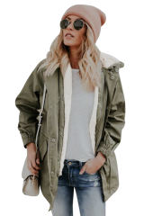 Army Green Zip Front Jacket with Pockets