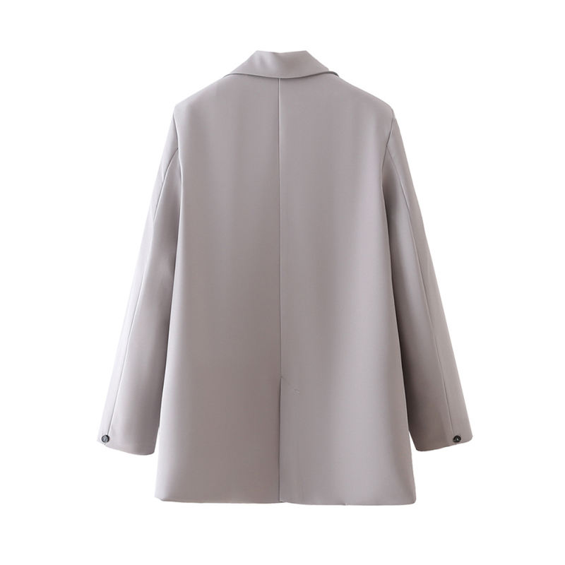 Light Gray Lapel Collar Button Solid Color Blazer TTQK260054-25