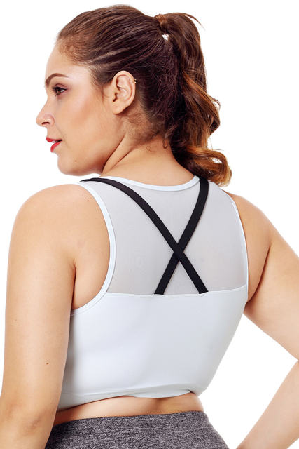 Black Strap Detail White Yoga Crop Top