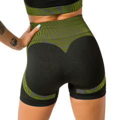 Army Green Splice Black Sports Bra With Shorts Set TQK710234-27