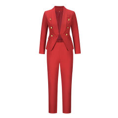 Red OL Button Blazer and Pants Set TQF711043-3