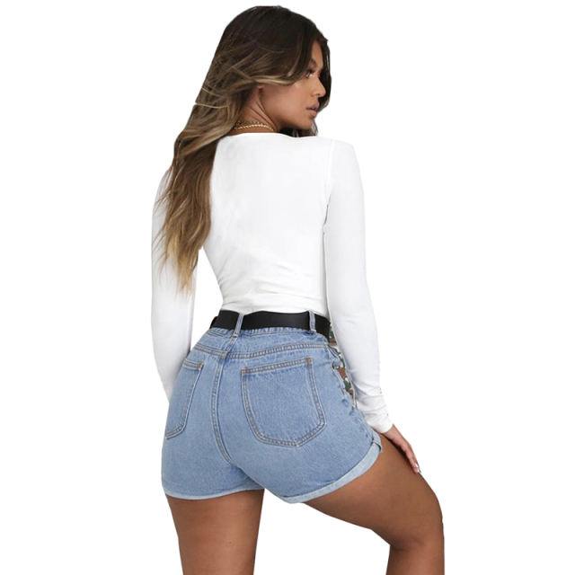 White Deep V Long Sleeve Bodysuit TQK550156-1